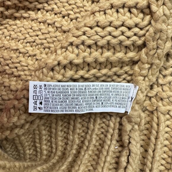 Forever 21 Tan Boho Fringe Oversized Open Chunky Knit Cardigan Sweater S - Picture 9 of 9